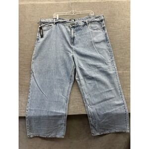 Buffalo Belted Jeans Womens 22 Blue Light Wash Denim Cotton Pockets Wide Leg